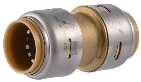 SharkBite Max 3/4 Inch Coupling, Push to Connect Brass Plumbing Fitting, PEX Pipe, Copper, CPVC, PE-RT, HDPE, UR016A
