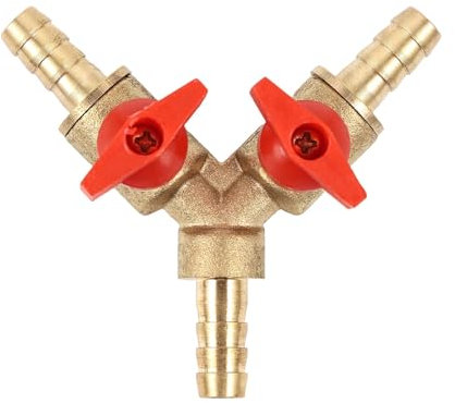3 Wege Schlauchverbinder, Messing Schlauch Barb Kugelhahn, 8.2 mm Splitter, T-Schlauchverbinder für Tischlerarmatur Luft Wasser Gas