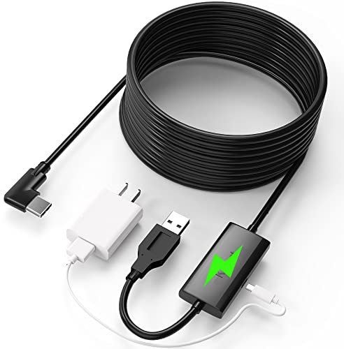 Kuject Design 20FT Link Cable for Quest 3S/3, Quest 2 and Quest Pro, with Separate Charging Port for Uninterrupted Power, USB 3.0 Type A to C Cable for VR Headset Accessories and Gaming PC