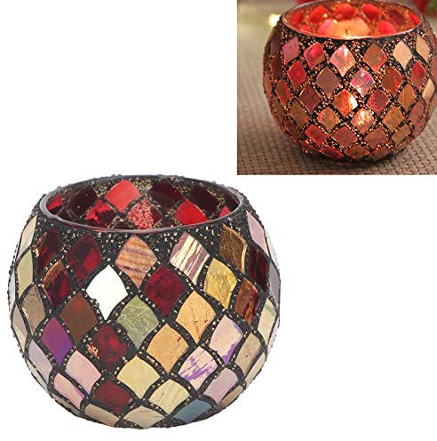 ZPSHYD Photophore en verre en mosaïque - Photophore en verre craquelé pour aromathérapie