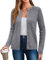 Arach&Cloz Cardigans for Women UK Lightweight Crew Neck Casual Spring Summer Ladies Sweaters Grey Heather XL