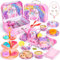 Juego de fiesta de té de unicornio para niñas pequeñas, juego de té de juguete de princesa para niños, juego de taza de té de postre, juego de simulación, regalos de unicornio para mayores de 3 años