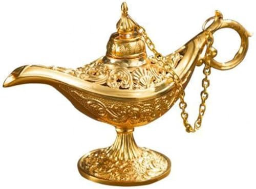 Vintage Aladdin Lamp Tea Pot Zi Alloy Office Home Desktop Decor Collection Craft Decorative,Golden