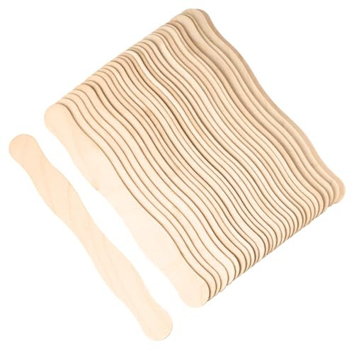 8 inch Fan Handles Wood Wavy Sticks Craft Sticks for DIY Crafting Supplies, Wedding Fans, Large Popsicle (30 Pcs)