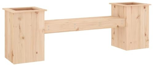 HETFTJN Esszimmerbank Bierbank Sitzbank Flur Lounge Sessel Outdoor - Gartenbank mit Pflanzkübeln 184,5x39,5x56,5cm Massivholz Kiefer für Balkon Draussen Garten Terrassen