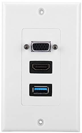 Adaptateur de Panneau Mural avec 3 Ports VGA USB3.0, Prise Murale, Prise Vidéo, Adaptateur de Panneau avec Vis, 1 Tête pour VGA 1 pour USB, Câblage Flexible, Câblage D'ingénierie