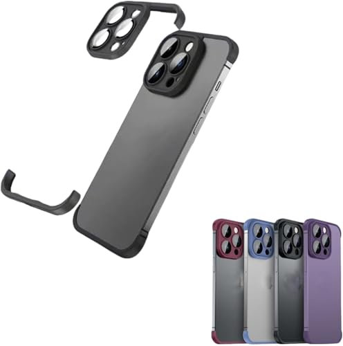 BreWel Corner Pad Frame Phone Case für iPhone 16 Pro Max Corner Frameless Lens Film Naked Borderless Slim Thin Bare (1PCS-C,iPhone16PRO)