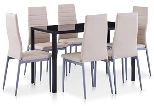 Xichuzi Conjunto de Mesa y sillas de Comedor 7 Piezas, Juego De Comedor, Mesa Cocina, Mesa Comedor, Muebles Comedor, Conjunto De Muebles De Cocina, Color Capuchino
