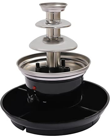 ACROSSPART Schokobrunnen Edelstahl Schokoladenfondue Schokobrunnen Klein mit Warmhaltefunktion 3 Ebenen Schokoladenbrunnen für Zuhause