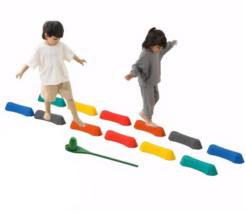 DELURA Stapelsteine Balanciersteine Balance Steine Stepping Stones Balancierbalken für Balancieren Kinder
