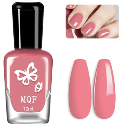 Pink Nail Polish - Jelly Nail Polish - Quick Dry Nude Pink Nail Varnish - Water-Based Non-Toxic Nail Art Polish - High Glossy Natural Color Nail Paint No Need Baking For Women Girls