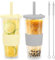 Becher mit Deckel und Strohhalm 710ml, 2er Set Plastik Auslaufsicher Trinkglas mit Strohhalm und Deckel, Wiederverwendbare Trinkbecher Cup, Doppelwandig Wasserflaschen, BPA-Frei Tea Becher Set