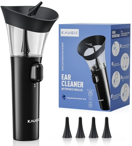 KAUGIC Manual Ear Wax Cleaner – Safe, Comfortable & Easy to Use Seamless One-Hand Operation, Black