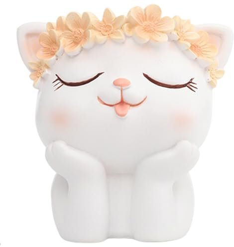 Yeory Pots pour Plantes succulentes, Pot de Fleurs en résine, Pot de Fleurs en Forme d'animal Dessin animé, pour Chat Succulent