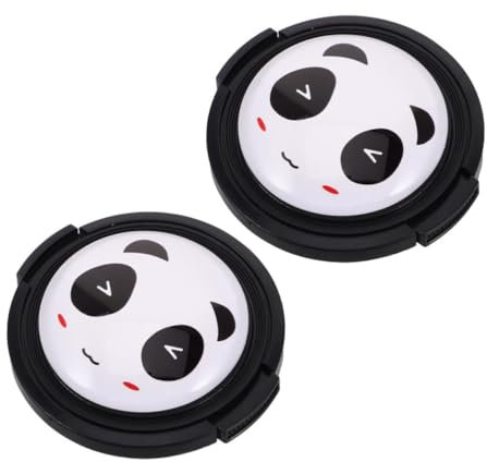 DIYEAH 2stücke Kameraobjektivabdeckung Seitliches Klemmdesign Schutz Vor Kratzern Und Staub Panda-Design Kompatibel Kameraobjektiven Schnelles Anbringen Und Entfernen