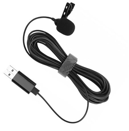 Milisten USB Lavalier Mikrofon, Kleines Kondensatormikrofon, Schwarz | Aluminiumlegierung, Hohe Empfindlichkeit, Hintergrundgeräusche Reduzieren, für Computeraufnahmen