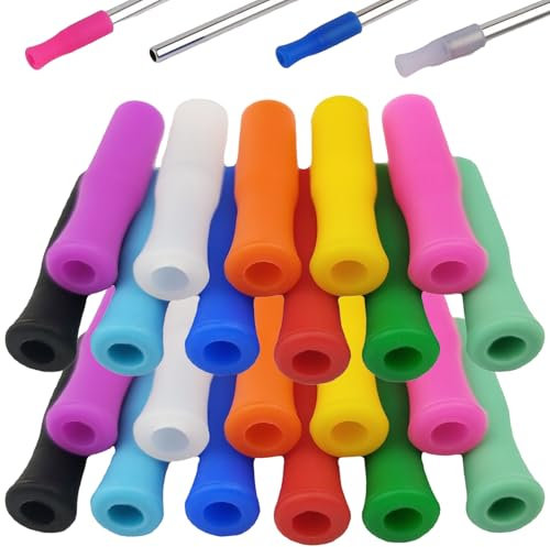22PCS Silicone Straw Tips – Multicolor Reusable Covers for Metal, Glass & Silicone Straws | Food Grade, Eco-Friendly, Lip Protection Tips | Durable, Easy to Clean Drink Accessories for All Ages