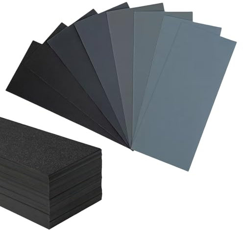 80Pcs Wet and Dry Sandpaper, 120 to 5000 Grit Emery Paper, Sand Paper for Cars Metal Walls Wood Finishing