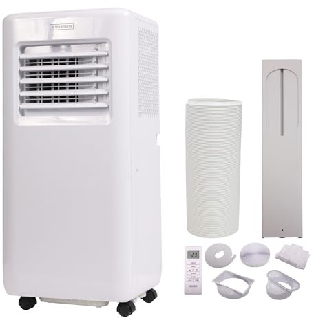 Olsen & Smith 3-in-1 Portable Air Conditioning Unit, AC Air Con Conditioner Cooler On Wheels with Cooling, Fan & Dehumidifier Functions, Window Kit, 24H Timer & Remote Control (9000-BTU)