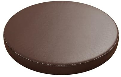Hruile Kunstleder-Stuhlkissen, rund, Memory-Schaum, stützend, wasserdicht, Sitzkissen für Innenbereich, Heimdekoration, Küche, Esszimmer, Bistro, Bar, Terrasse, Garten (40 cm, Braun)
