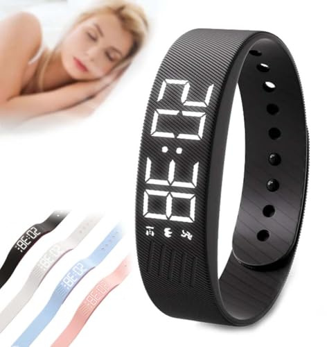 Fitsleeps Alarm Clock Watch, Fitsleeps Wake-Up Alarm - Pro Version, Silent Vibration Wake Up Wristband for Deep Sleepers, Snooze Free Smart Watch for Men and Women (Black)