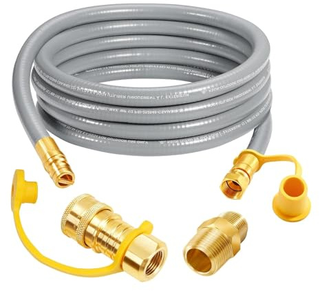 Natural Gas Conversion Kits 3/8 Inch Grill Hose with Quick Connection Fittings for Grill Pizza Oven Heating Conversion Kits