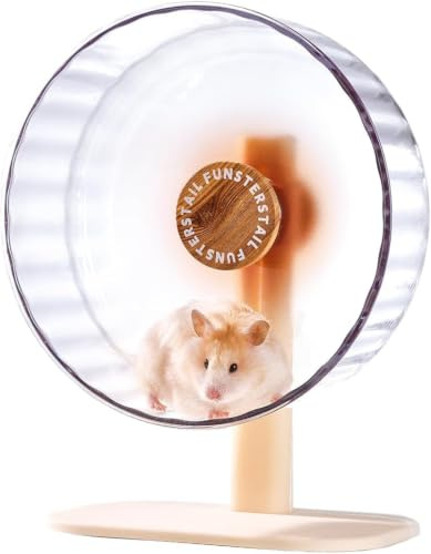 FunstersTail Hamsterrad, 26 cm, Magnetisches Laufrad für Kleintiere, Leise, Holz Braun