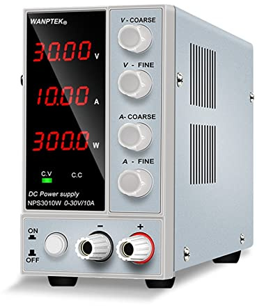 Transformador de Potencia,Alimentación Conmutada Fuente de alimentación DC ajustable 30V 10A Banco laboratorio digital Estabilizada Reproductor regulador voltaje fuente(3 digits KPS3010D)
