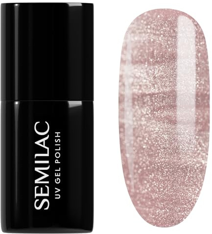 Semilac UV Nagellack 962 Magnetic Mocha 7 ml – Kühles Rosa mit feinem silbernem Cat-Eye Magnet-Schimmer – Inner Glow Kollektion