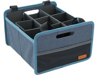 BERGER Faltbox Milo mit Flascheneinsatz | klappbare Aufbewahrungsbox | Organizer für Auto Haushalt Camping | faltbare Transportbox (blau)
