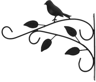 UBOHUZ Porte-panier de fleurs à motif d'oiseau, 2 pièces, support mural en métal, Base large for extérieur, intérieur, jardin, cour, rue pour Plantes Suspendues(Size 4)