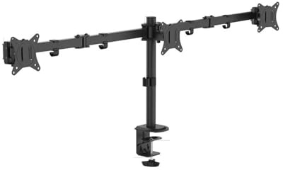 Triple Monitor Desk Mount for 13-27 Inch Screens, Swivel Arm Stand Holds Up to 22lbs Per Screen
