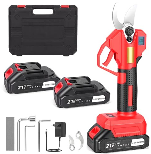 Tijeras de Podar Electricas 30mm,Tijeras de Podar 21V con Baterías 2x2000mAh, Pantalla LCD, Tijeras podar Bateria para Jardinería, Árboles Frutales, Viñedos y Granja