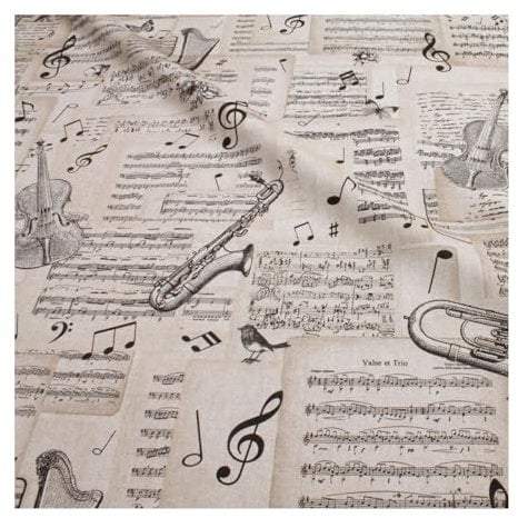 Stoff am Stück Stoff Baumwolle Polyester Geige Trompete Noten Notenschlüssel klassische Musik