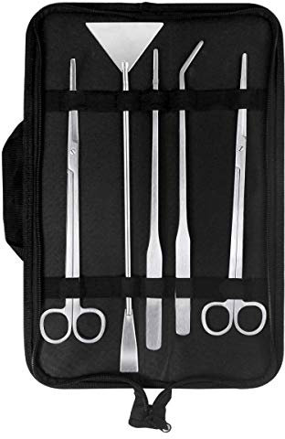 5 in 1 Aquarium Werkzeug Set Pinzette Schere Kiesspatel Spachtel Aquascaping Werkzeugset aus Premum Edelstahl für die Pflanzenpflege und Gestaltung