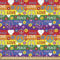 ABAKUHAUS Hippie Stoff als Meterware, Herz-Friedens-Ikone festlich, Qualitäts Stoff Dekorativer Polster Heimtextilienstoff, 2M (148x200cm), Rot Lila