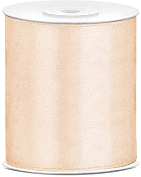 Satinband 100mm x 25m Farbauswahl Dekoband Schleifenband (Creme)