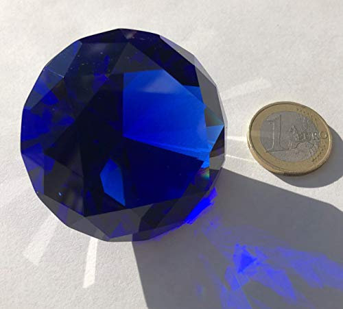 FAIRY TAIL & GLITZER FEE Glasdiamant Kristallglas 5 cm Diamant Brillant Dekodiamant Glas (Saphir Blau)