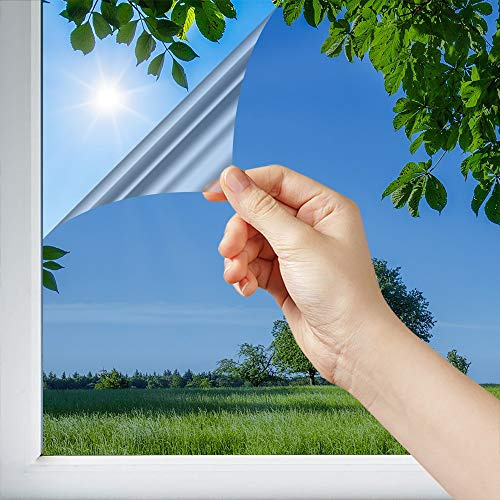 DIMEXACT Sonnenschutzfolie für Fenster, Außenmontage für Flächen über 1,2 m2, Dunkelsilber, Breite bis zu 1,52 m, Rolle