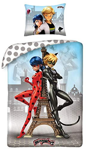 Halantex Miraculous Bettwäsche Ladybug Cat Noir MIR4343 Kinderbettwäsche 140 x 200 cm