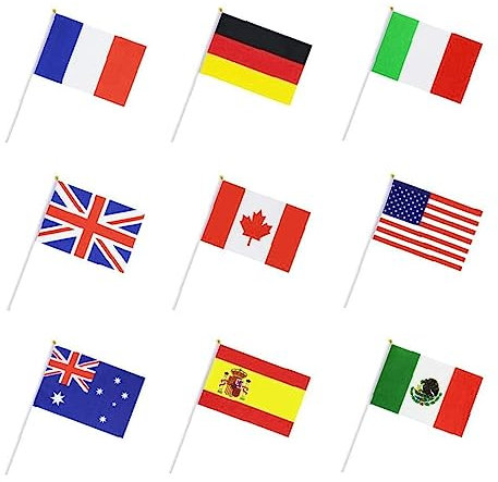 50 Pays Drapeau International Bâton Du Monde, À Main Petit Mini Drapeaux Nationaux De Fanions Bannières Sur Bâton, Décorations Festives Pour Parades, Olympiques, La Coupe Du Monde, Bar, Événements De