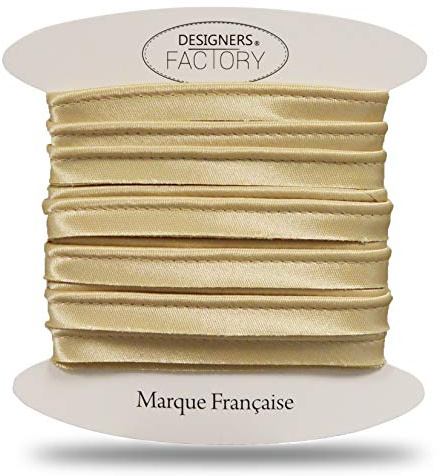 designers-factory Schöne Satin paspelband - ideal für raffinierte Abschlüsse, zum Anbringen zwischen 2 Stoffen oder am Rand Ihrer Kreationen. (Um 5 Meter, Goldene)