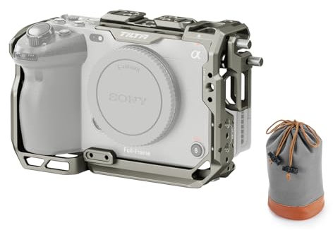 Tilta FX3 FX30 Cage Kamerakäfig Kompatibel mit Sony FX30 FX3, mit HDMI Kabelklemme Cold Shoe NATO Schiene 3/8-16 1/4-20 Gewinde mit Fixierstiften Schnellwechselplatte - Titanium Gray TA-T16-FCC-TG