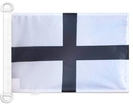 AZ FLAG - Drapeau Bretagne Kroaz Du - 45x30 cm - Pavillon Nautique Breton - Croix Bretonne Spécial Bateau Et Extérieur En Maille Bloquée Avec Anneaux Plastiques Intégrés - 30g