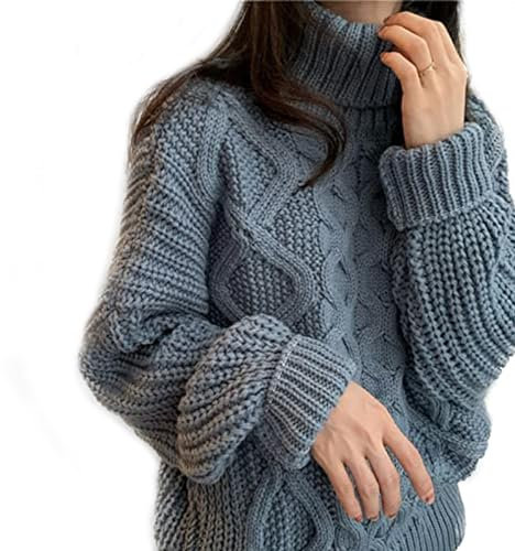 Winter Strickpullover Damen Retro Kaschmir Pullover Rollkragen Warme Dicke Linie Mode Einfarbig Selbstanbau Stretch Business Party Elegant Und Einfach,Blau,Einheitsgröße
