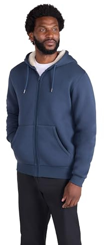 Mountain Warehouse Dalton Kapuzenpulli mit Teddyfellfutter für Herren - Fleecefutter, verstellbare Kapuze, Reißverschluss, Kängurutasche - ideal für Herbst und Winter Marine 4X-Large