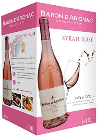Baron d'Arignac - Vin rosé 10L Syrah IGP Pays d'Oc - Bag in Box BIB 10L (1 x 10L)