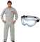 3M Mehrweg-Schutzanzug 50425XL, grau+blau, Gr. XL, CE Kategorie & Vollsichtschutzbrille Fahrenheit FheitAF – Schutzbrille mit AS, AF & UV Beschichtung