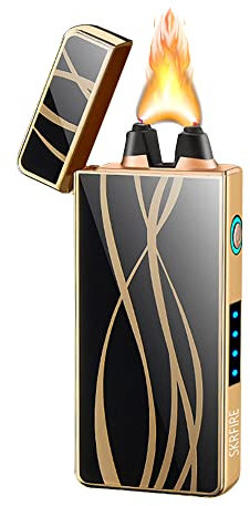 Briquet électrique Arc Plasma Rechargeable par USB, Briquet sans Flamme avec indicateur de Batterie LED (serpentins)