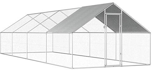 Goliraya Outdoor Hühnerkäfig Hühnerstall Geflügelstall Hühnerhaus Vogelkäfig Hühnergehege Kaninchenkäfig Kleintierstall Freigehege für Huhn Henne Ente Gans 2,75x8x1,92 m Verzinkter Stahl